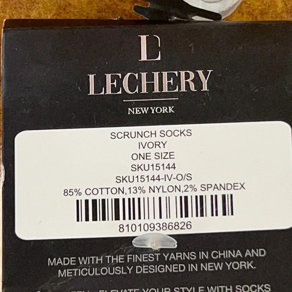 Lechery Women One Size Ivory Ribbed Knit Cotton Blend Slouch Scrunch Socks New